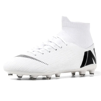 Crampons de Football pour hommes, bottes de Football, crampons d'entraînement, professionnels, résistants à l'usure, antidérapants, longues pointes TF/FG, rouge, nouveau