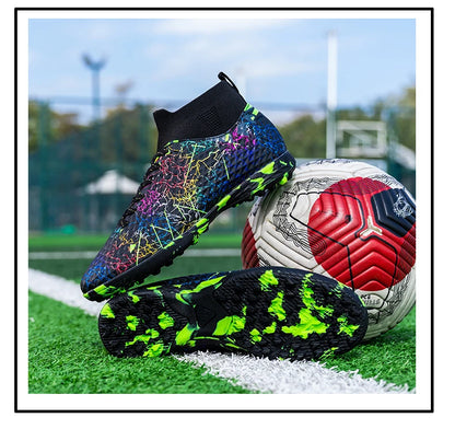Nouvelles chaussures de football pour hommes, crampons pour terrain extérieur, baskets montantes très vendues pour intérieur, chaussures de football de haute qualité, chaussures de futsal antidérapantes