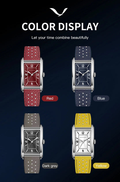 Specht & Söhne Neue modische 28MM quadratische Uhr für Herren, VH31-Uhrwerk, Sportuhr, blau, Edelstahl, Saphirglas, wasserdicht
