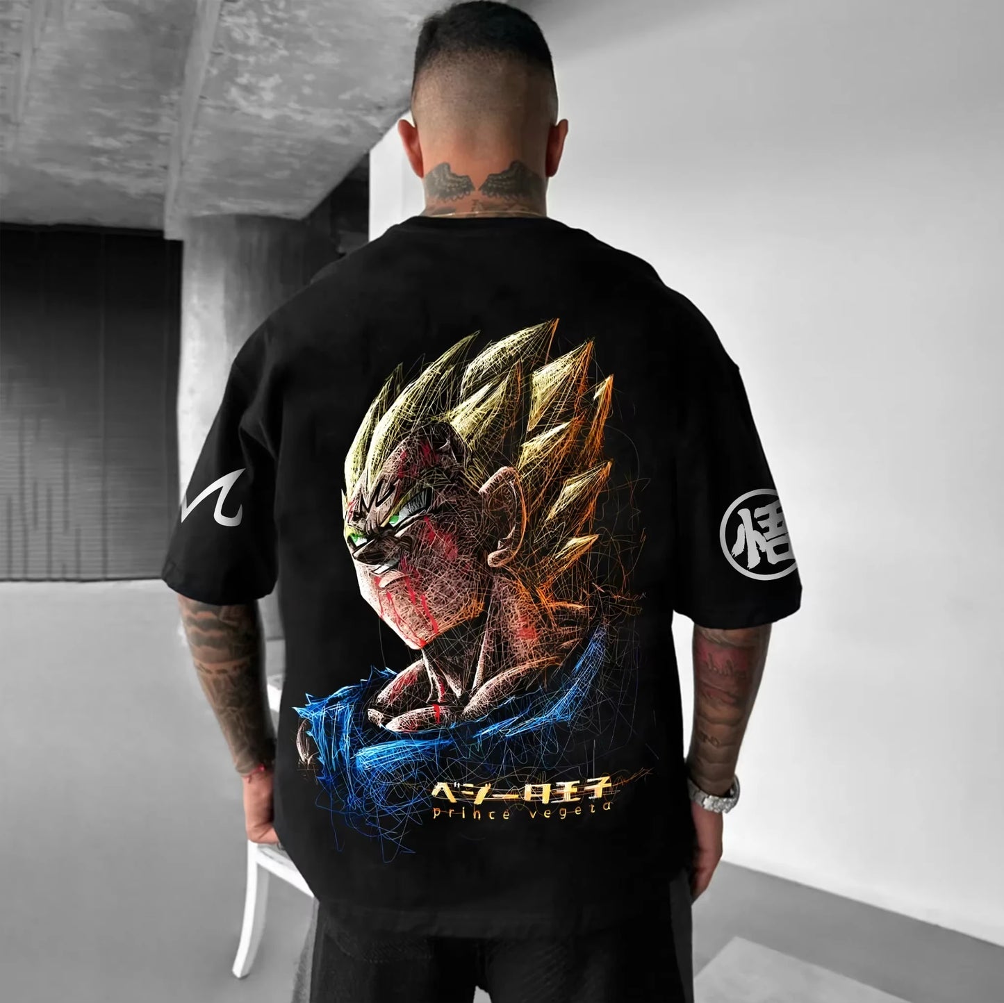 Dragon Ball GOKU Peripheral Printed T-shirt Bandai Loose Men's and Women's Summer Sweating Breathable Sports Short Sleeve