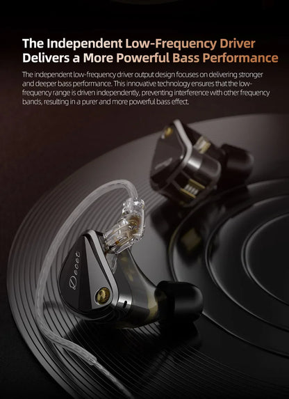KZ Decet Adjustable Earphones 10 Unit Upgraded Drive Earbuds Hifi Music Replaceable Cable 3D Printing Design 2PIN Cable