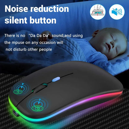 Mouse wireless ricaricabile a doppia modalità Bluetooth compatibile e 2.4G USB per computer, laptop, iPad, tablet e notebook, mouse da gaming
