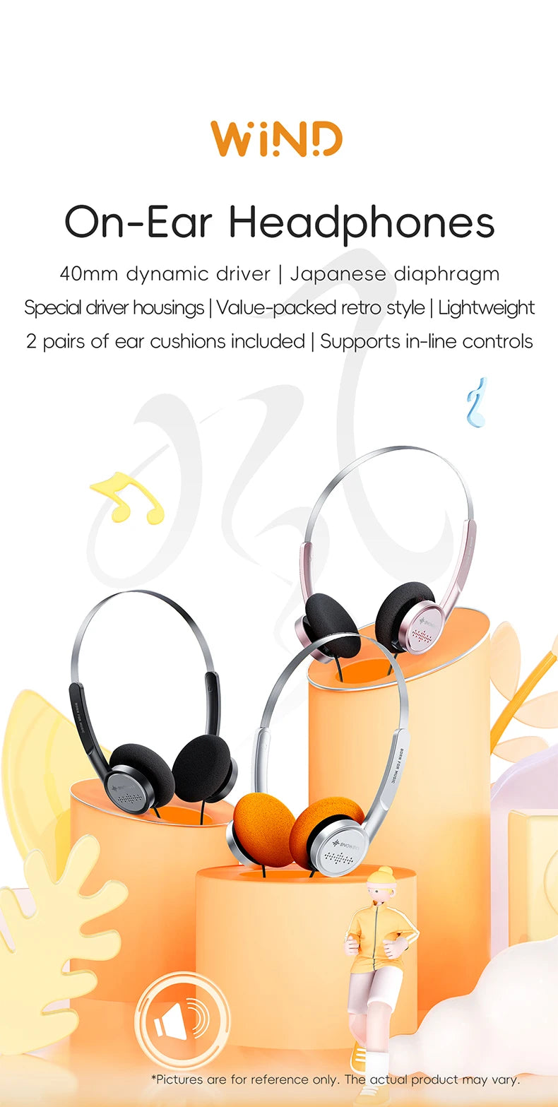 Snowsky/FiiO Wind 3.5mm ON-Ear Headphones for Recording Gaming with Microphone, 40mm Diaphragms driver, HiFi Sound