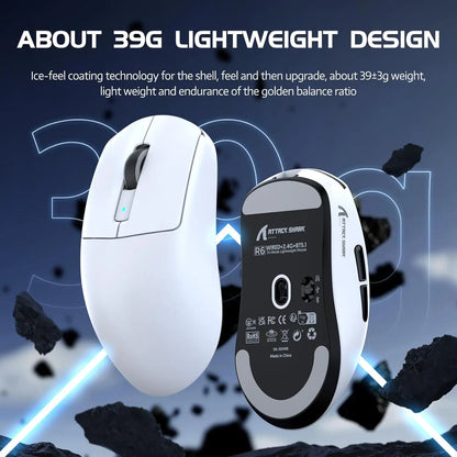 Ratón gaming inalámbrico ligero Attack Shark R6, ratón para ordenador con sensor PAW 3950Max y Nordic 52480, sondeo de 8KHz