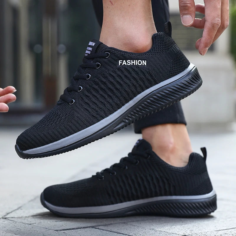 Men's Mesh Running Sneakers Athletic Gym Lightweight Men Causal Shoes 2025 Fashion Breathable Knit Walking Footwear Size 39-46