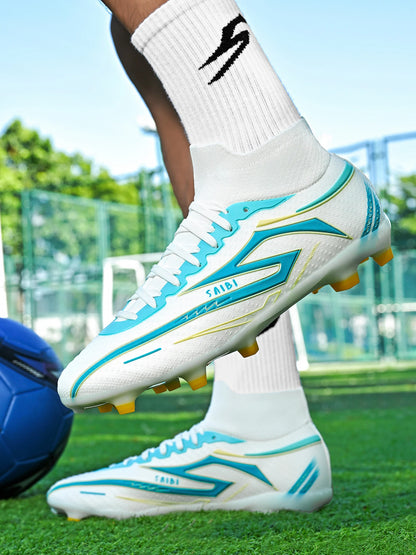 Classic Style AG FG Football Shoes PU Fabric Ventilated Upper TPU Wearproof Outsole Unisex Kids Outdoor Football Shoes