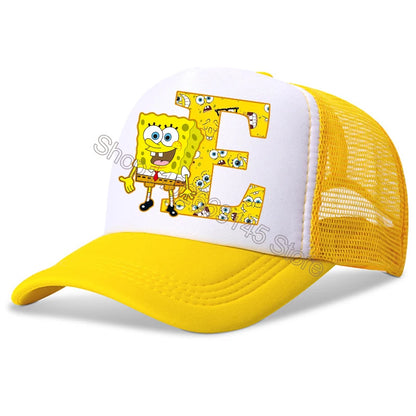 Spongebob-baseballkasketter til børn – kawaii-tegneserie med bogstaver – afslappet solhat til børn – justerbar kasket med skygge – fødselsdagsgaver
