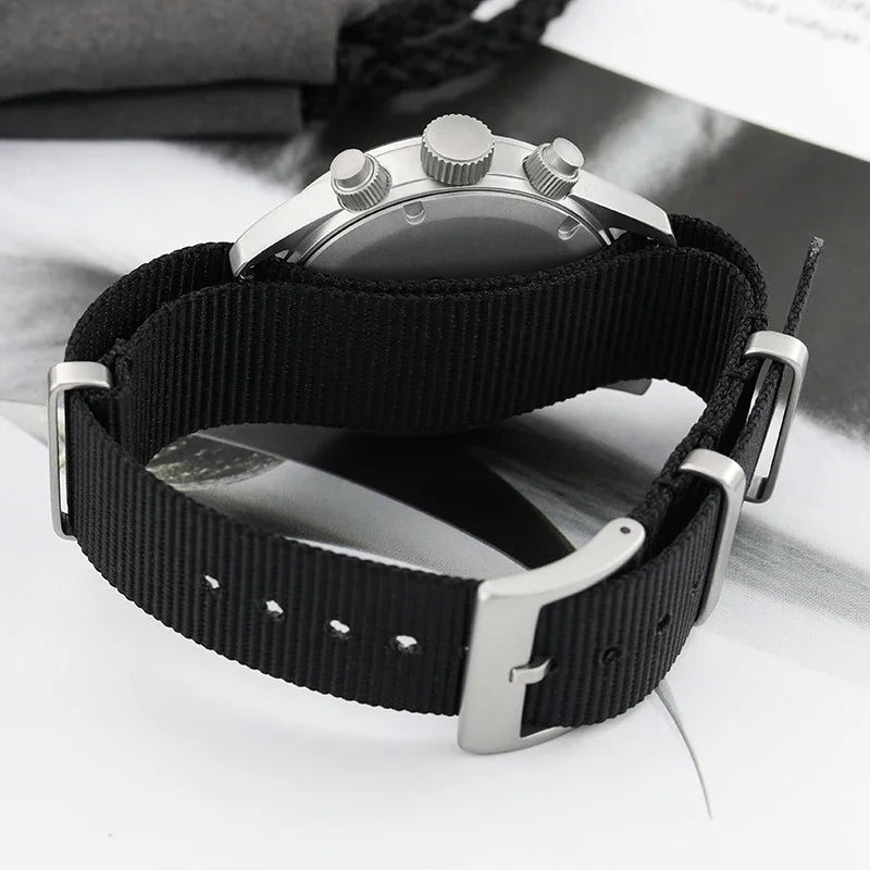 Reloj cronógrafo de cuarzo Militado VK61 VK67, 39 mm, caja de acero inoxidable 316L, 3 esferas, resistente al agua 100M, reloj militar multifunción
