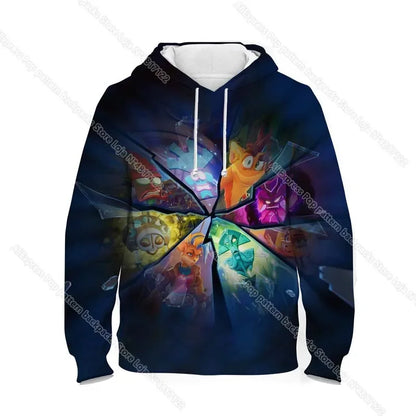 Kids Crash Bandicoot On the Run Hoodies Spring Boys Girls Cartoon Anime Sweatshirt Children Tops Coat Toddler Pullovers