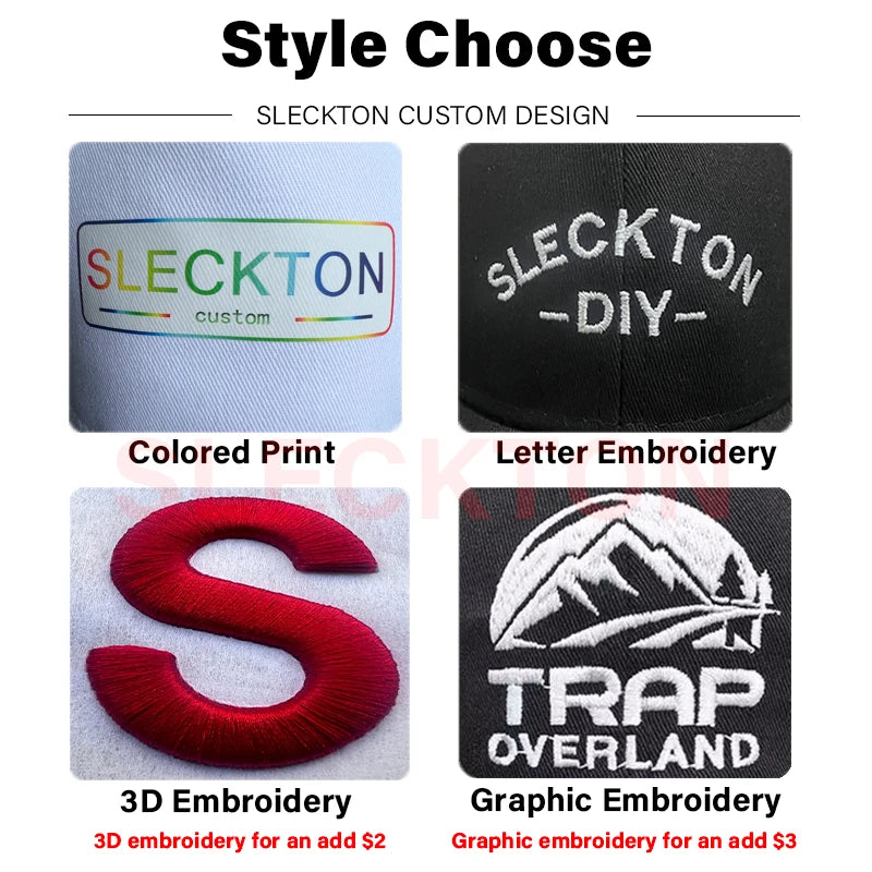 SLECKTON Mützen mit individuellem Logo – Hochwertige Hip-Hop-Snapback-Caps – Buchstabenstickerei – Markendesign – Trucker-Cap – Großhandel – Mützen für Erwachsene