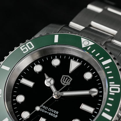 Watchdives WD1680Q V2 Green Dial Quartz Watches VH31 Sweep Second Movement Sapphire 200M Waterproof Stainless steel WristWatch
