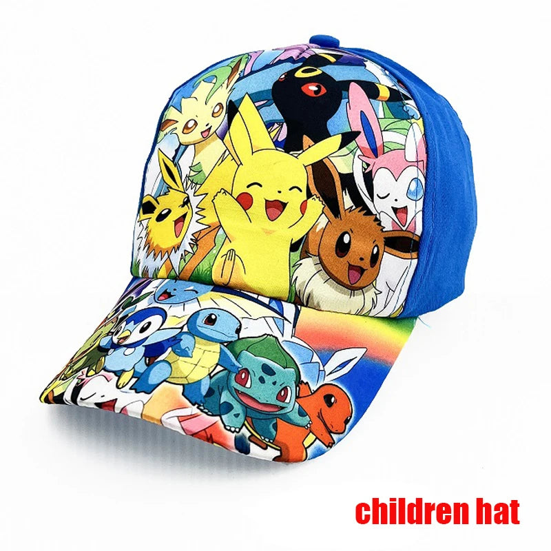 Pokémon-baseballkasket, Pikachu-hat, Pokémon-cosplay-hiphop-kasket til piger, drenge, børn, anime-figurer, legetøj, gave, tegneseriehat