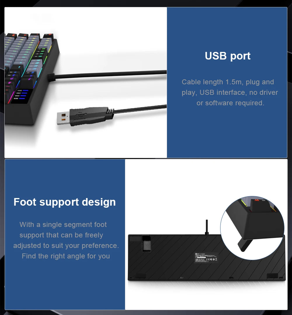 E-YOOSO Z14 RGB USB Mechanical Gaming Wired Keyboard Red Switch 104 Key Russian Brazilian Portuguese Gamer for Computer laptop