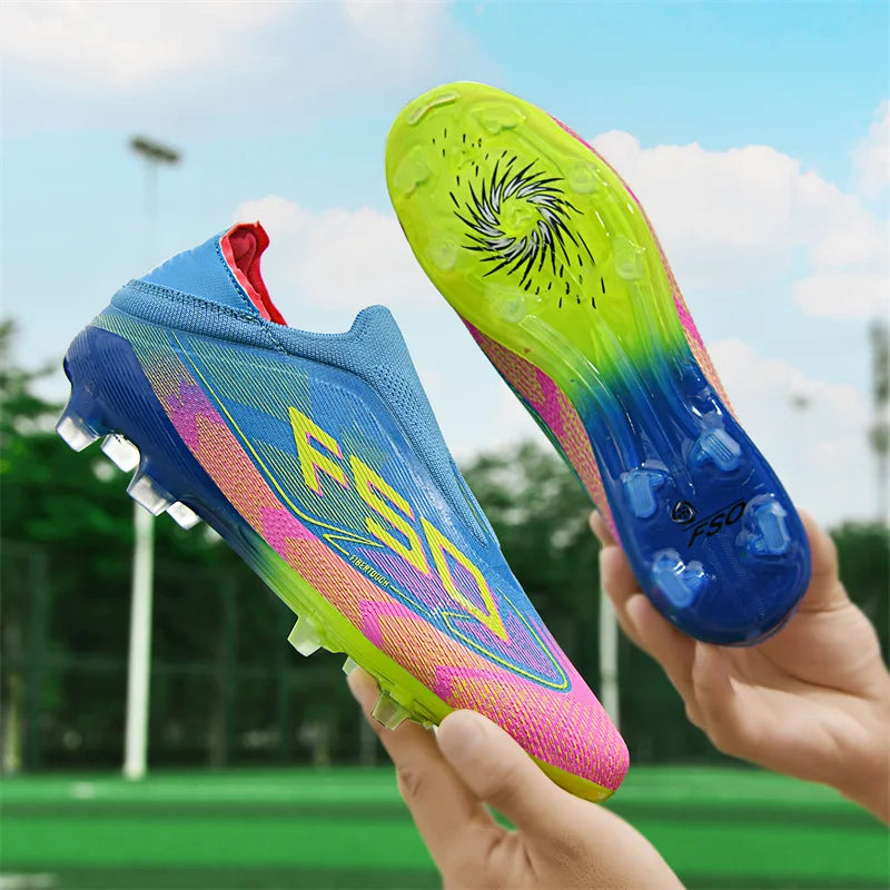 Nouveaux hommes chaussures de Football Match intérieur vente chaude bottes de Football en plein air crampons d'herbe baskets de Futsal montantes antidérapantes de haute qualité
