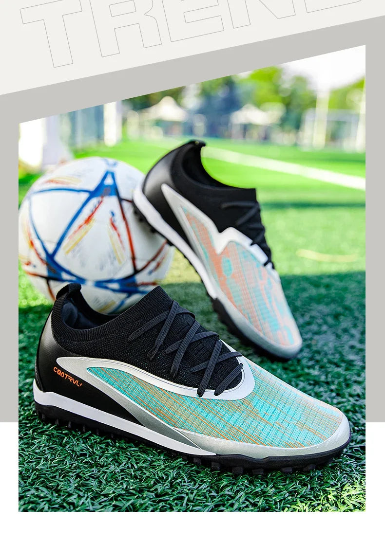 Botas de fútbol para hombre, tacos de exterior transpirables para adultos, antideslizantes, zapatillas deportivas de fútbol con tacos largos para entrenamiento y partido, cómodas para chicos