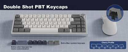 YUNZII AL68 Silver Aluminum Mechanical Gaming Keyboard, QMK/VIA Wireless Keyboard, Hot Swap Gasket Custom Keyboard with Knob
