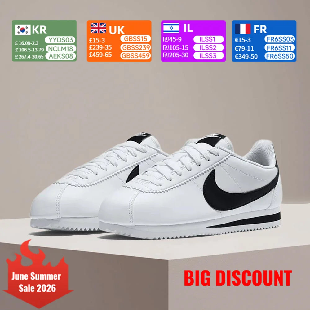 Nike CORTEZ Women's Fashionable and Versatile Sneakers: Retro, Non-Slip, Durable, Comfortable, Casual, Classic 807471-101