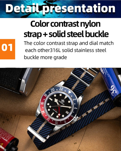 ADDIESDIVE GMT Quartz Watches Bubble Mirror Glass AD2044 Men's Sport Diver Watch 20Bar Waterproof Super Luminous Man WristWatch