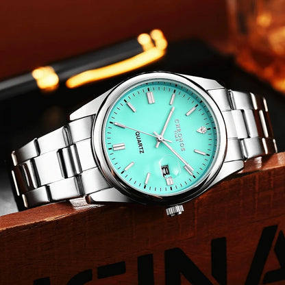 CHRONOS Luxury Men Dress Watches Waterproof Luminous Date Men's Business Quartz Wristwatches Stainless Steel Watch Male Reloj