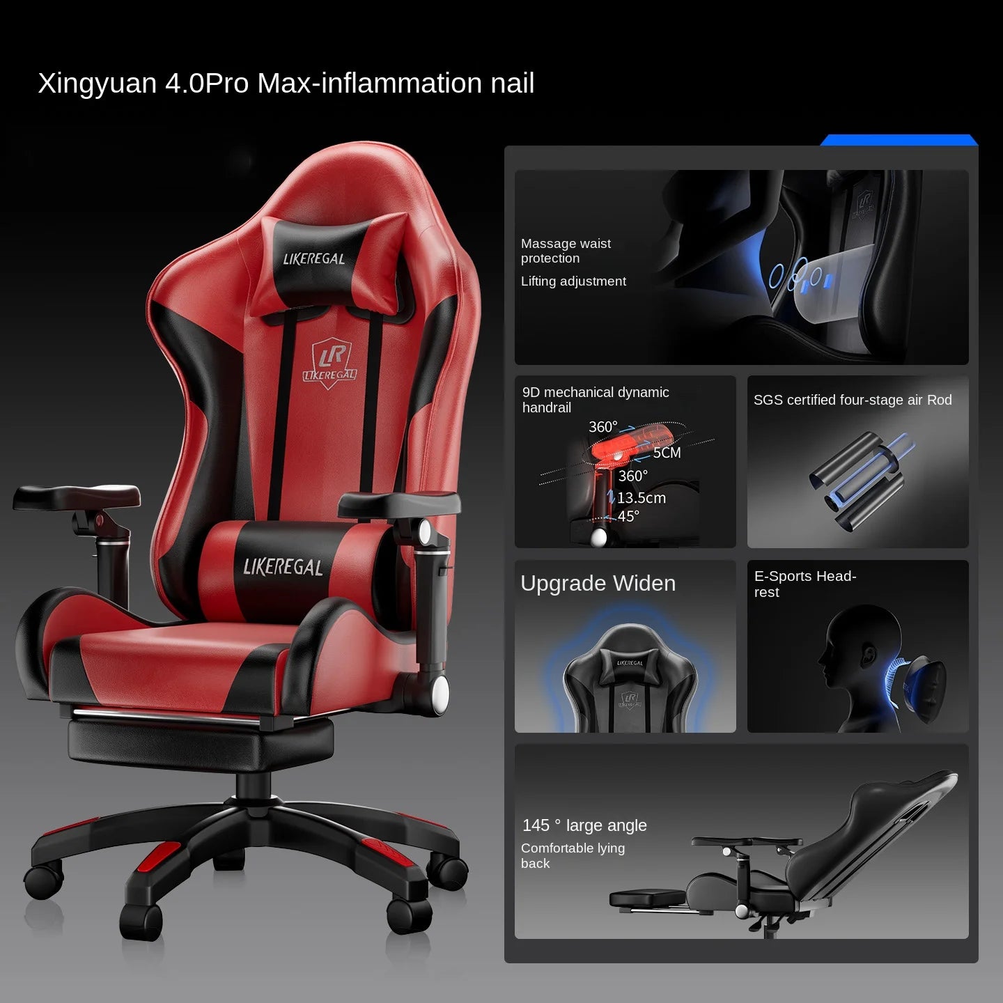 New Gaming Chair 9D Mechanical Dynamic Armrests 3D Lumbar Support Wide Seat Ergonomic Chair Gaming  Live Streaming  Swivel Chair