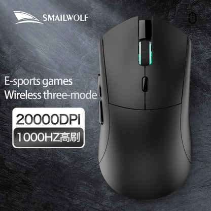 Ratón gaming inalámbrico Bluetooth SMAILWOLF RS7 de tres modos PAW3311 con macros, para portátil, gaming y oficina