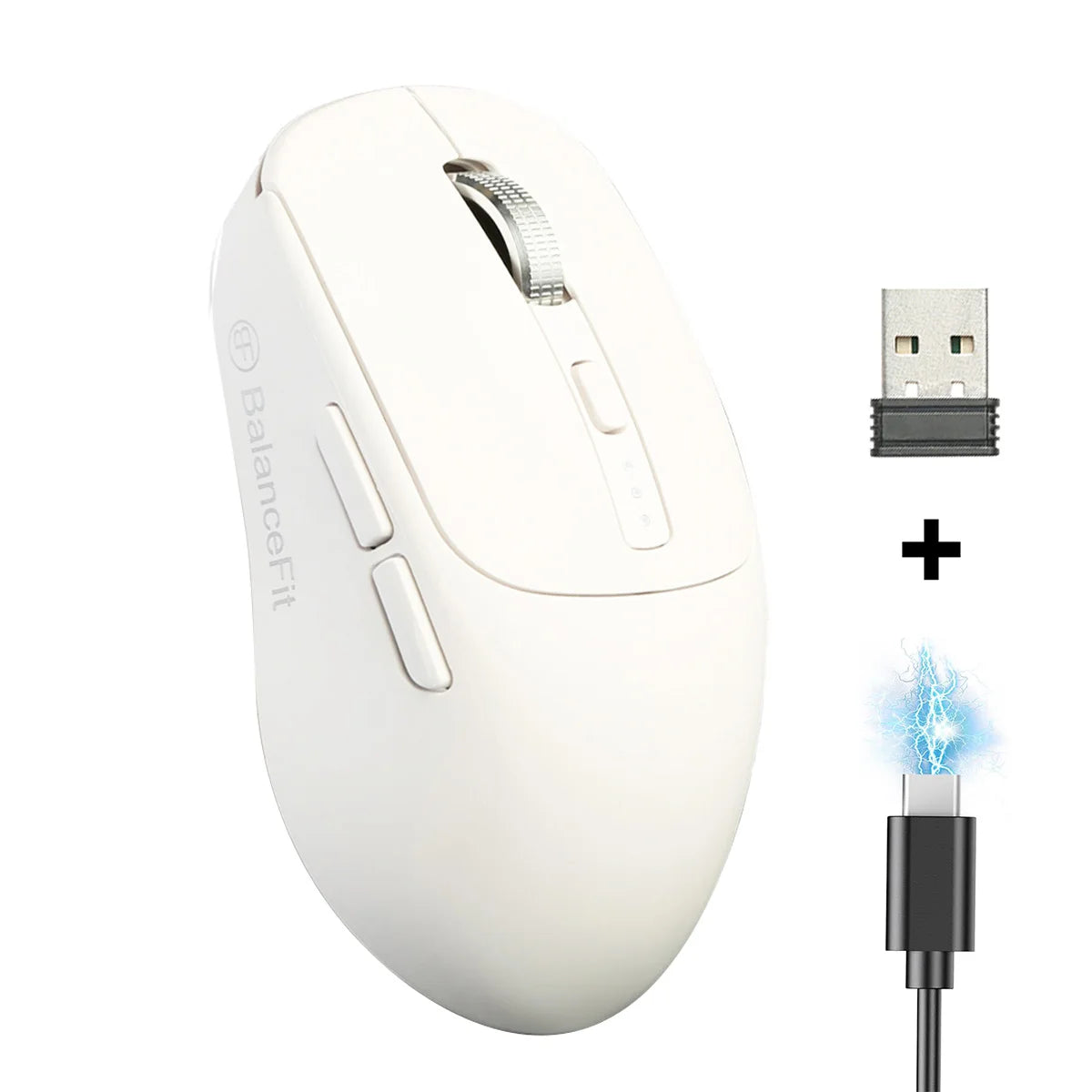 BalanceFit Bluetooth Wireless Mouse 5.2, Rechargeable Ergonomic Wireless Mouse with USB 2.4GHz for Laptop, MacBook, iPad, PC & Tablet