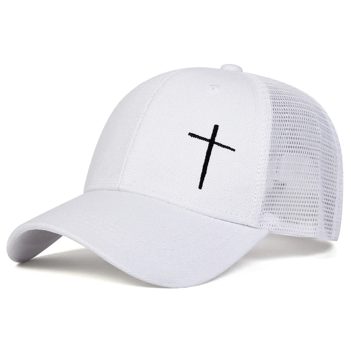 Unisex Cross Embroidery Baseball Net Caps Adjustable Casual Hats Spring and Summer Outdoor Sunscreen Hat