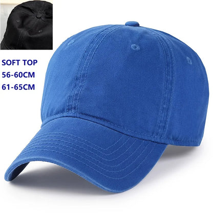 Męska i damska czapka oversize w rozmiarze XXL 100% bawełniana czapka baseballowa, duża czapka baseballowa dla osób o dużych głowach 56-63cm(23.5"-25.5”), regulowana czapka typu „dad cap” bez nadruku