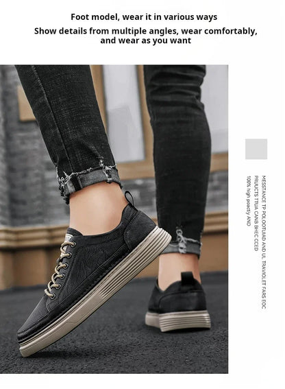 Sneakers classiche da uomo con plateau, scarpe casual slip-on da uomo, sneakers in pelle, nuove scarpe basse comode, mocassini da uomo per la primavera