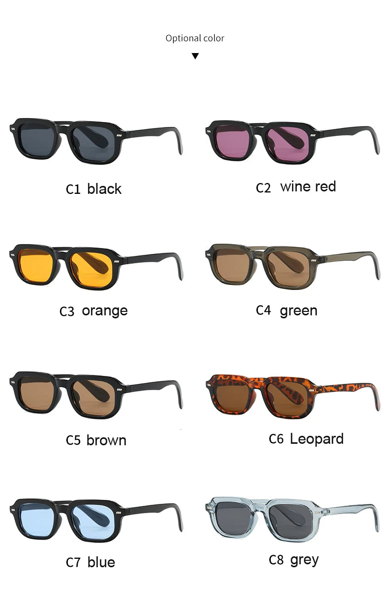 2pcs Fashion Small Square Women Luxury Brand Sunglasses Retro Designer Men Trending Multi Color Sun Glasses Shades UV400