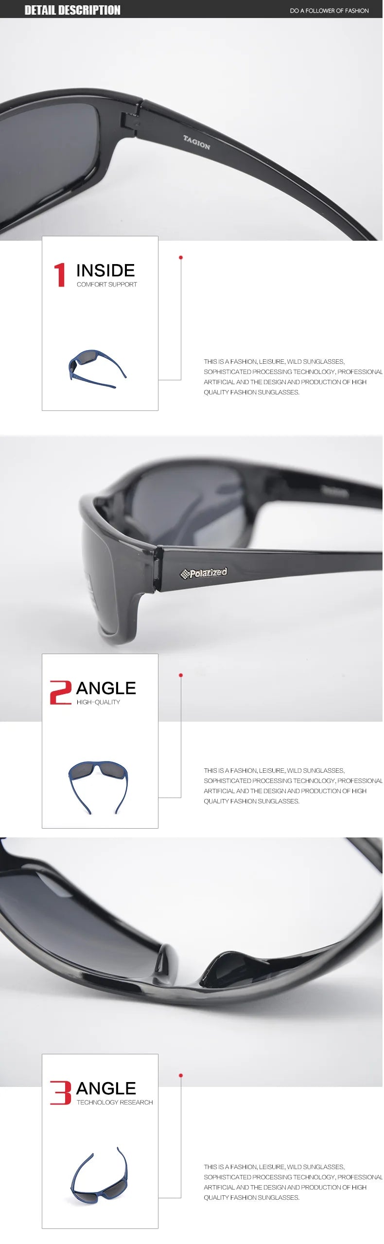 TAGION Sport Sunglasses Men Polarized Hipster Glasses UV400 Hiking Driving Glasses Lentes De Sol Hombre Polarizing Lenses TG5104