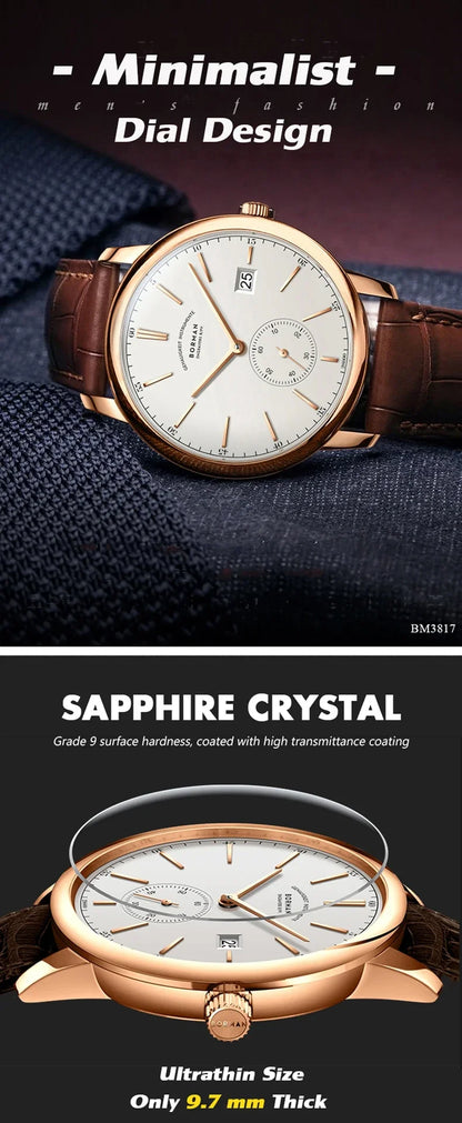 Orologio BORMAN BM3817 TOP nuovo 42 da uomo di lusso, meccanico automatico, vetro zaffiro, ultrasottile, impermeabile 50M, con sottoquadranti