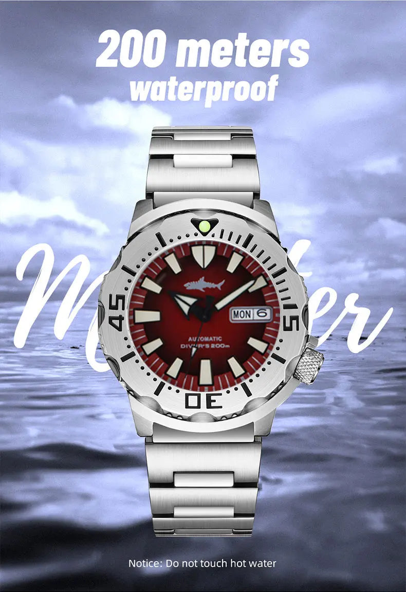 HEIMDALLR V2 Monster Men's Automatic Diver Watch Sapphire Crystal 20Bar Waterproof NH36A snowflake Blue Dial Mechanical Watches