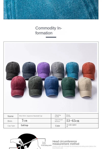 Men Women 53-56cm 56-59cm 60-63cm Vintage Unstructured Baseball Cap Washed Cotton Adjustable Cap for Big/ Small Head and Kids