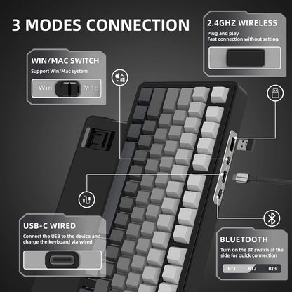 Teclado mecánico ATTACK SHARK X85 Tri-mode Gasket 75% con perilla CNC, acolchado de 5 capas, hot-swappable, retroiluminación RGB y NKRO