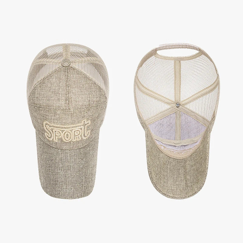 New Fashion Outdoor Sport Baseball Cap Casual Snapback Hats linen mesh fabric embroidery Suitable for spring  summer and autumn