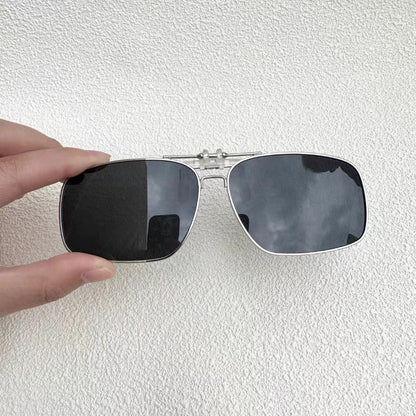 REXXAR Mens Metal Clip on Sunglasses Polarized Eyeglasses UV400 Women Square Night Vision Driving Sun Glasses