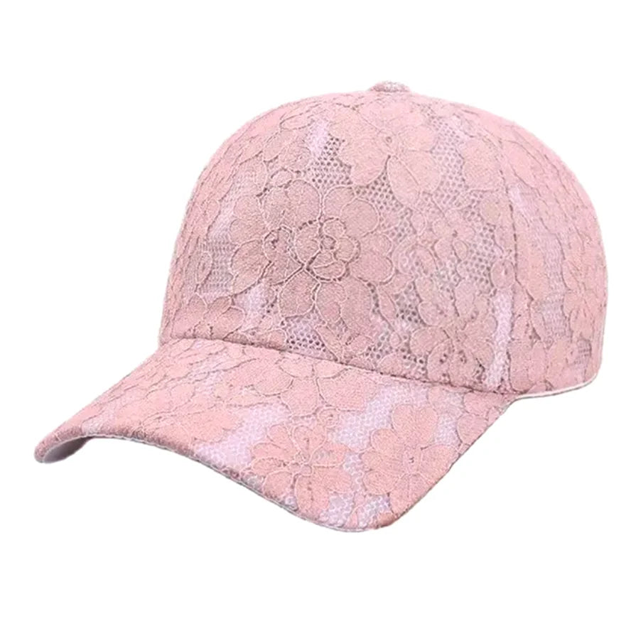 Czapki baseballowe dla kobiet na wiosnę i lato w stylu księżniczki, z koronką, haftem i siateczką w kwiaty, przewiewne czapki damskie typu snapback dla młodych dziewcząt BQ091