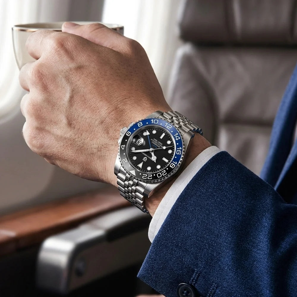 PAGANI DESIGN Men's Automatic Watches Sapphire Glass 40mm Ceramic GMT Mechanical Wristwatch Top Brand Sports Waterproof Men's Watch