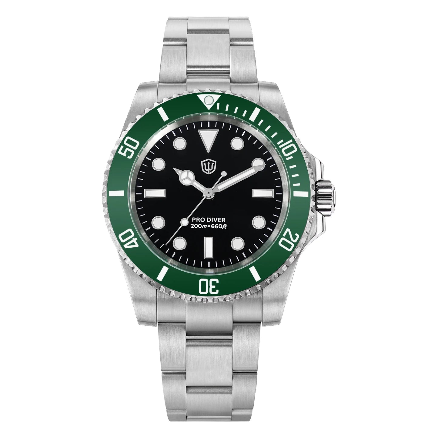 Watchdives WD1680Q V2 Green Dial Quartz Watches VH31 Sweep Second Movement Sapphire 200M Waterproof Stainless steel WristWatch