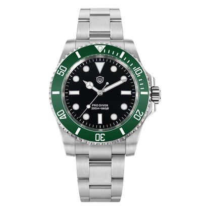 Watchdives WD1680Q V2 Green Dial Quartz Watches VH31 Sweep Second Movement Sapphire 200M Waterproof Stainless steel WristWatch
