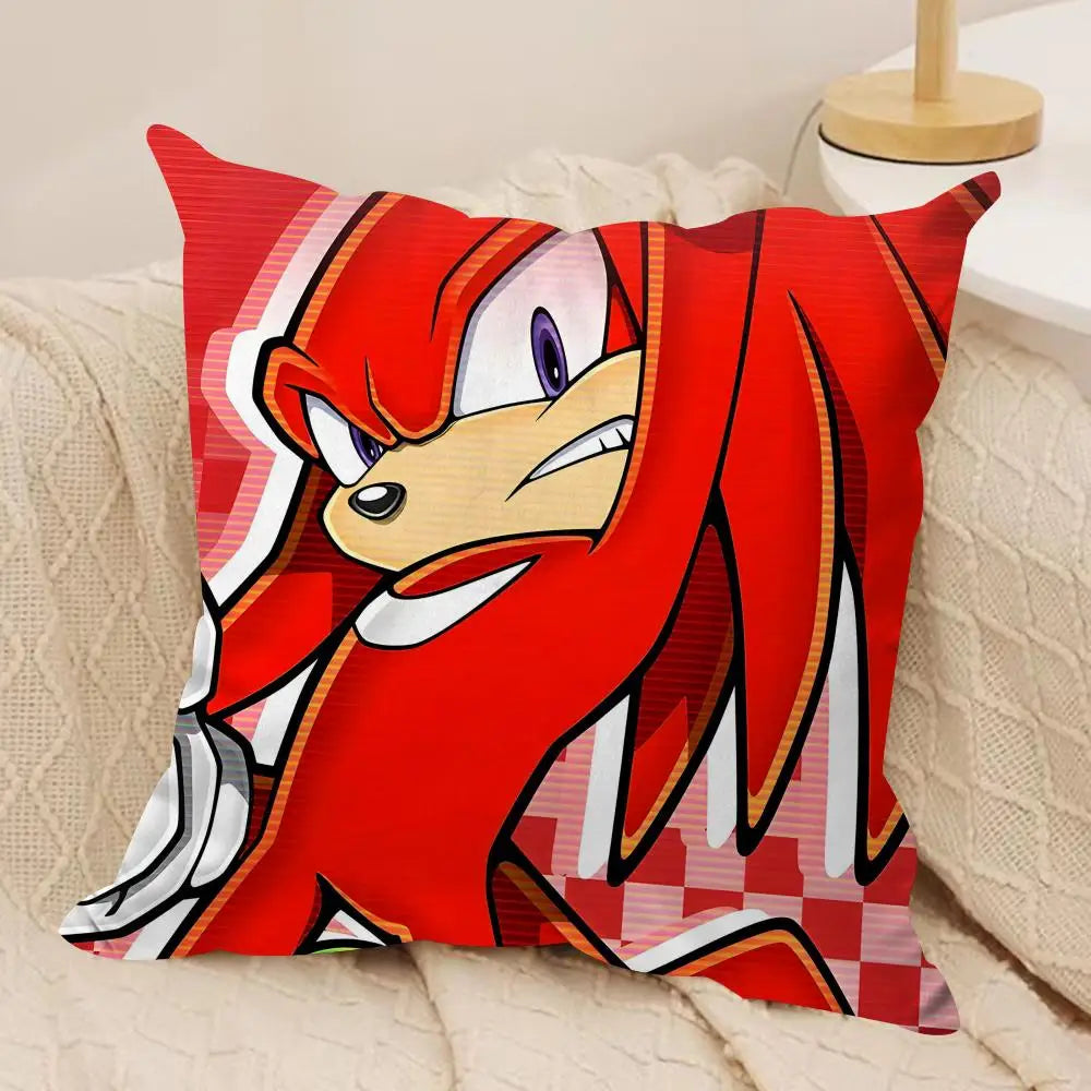 S-Sonic Anime Cool Cushion Cover Silky Short Plush Invisible Zipper Dustproof Sofa Pillow Case For Home Decor