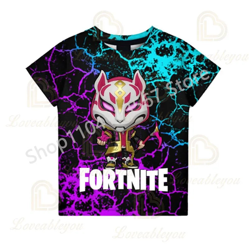 Tricou F-Fortnited pentru tineri, inspirat de jocuri de luptă, tricou de vară cu mânecă scurtă pentru adulți, adolescenți băieți și fete