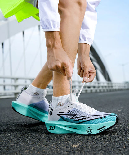 Men's Carbon Board Sneakers Anti-Slip Cushioned Comfortable Racing Training Running Shoes Mesh Tennis Shoes Casual for Women