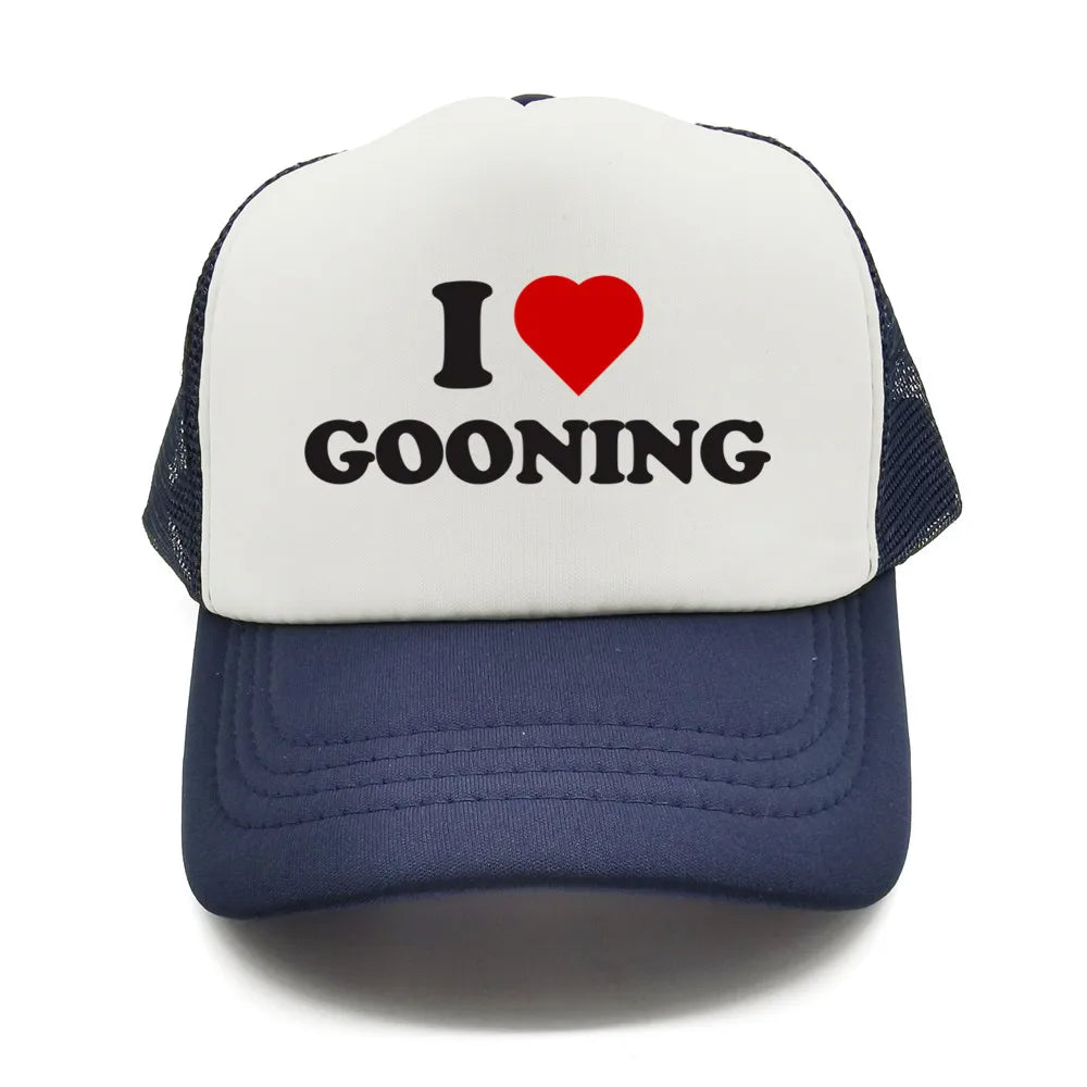 Αστεία καπέλα μπέιζμπολ «I Love Gooning» – Δροσερά καλοκαιρινά ανδρικά καπέλα από πλέγμα – Χιουμοριστικά καπέλα τύπου «Trucker» – Unisex καπέλα από πλέγμα για υπαίθριες δραστηριότητες – MZ-080