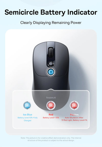 Baseus EM2 Ergonomic Wireless Mouse Bluetooth 5.3 Rechargeable Silent Mouse, Ultra-Light Bluetooth & 2.4G Wireless Mouse with Customizable Buttons, 4000 DPI Type-C Charging