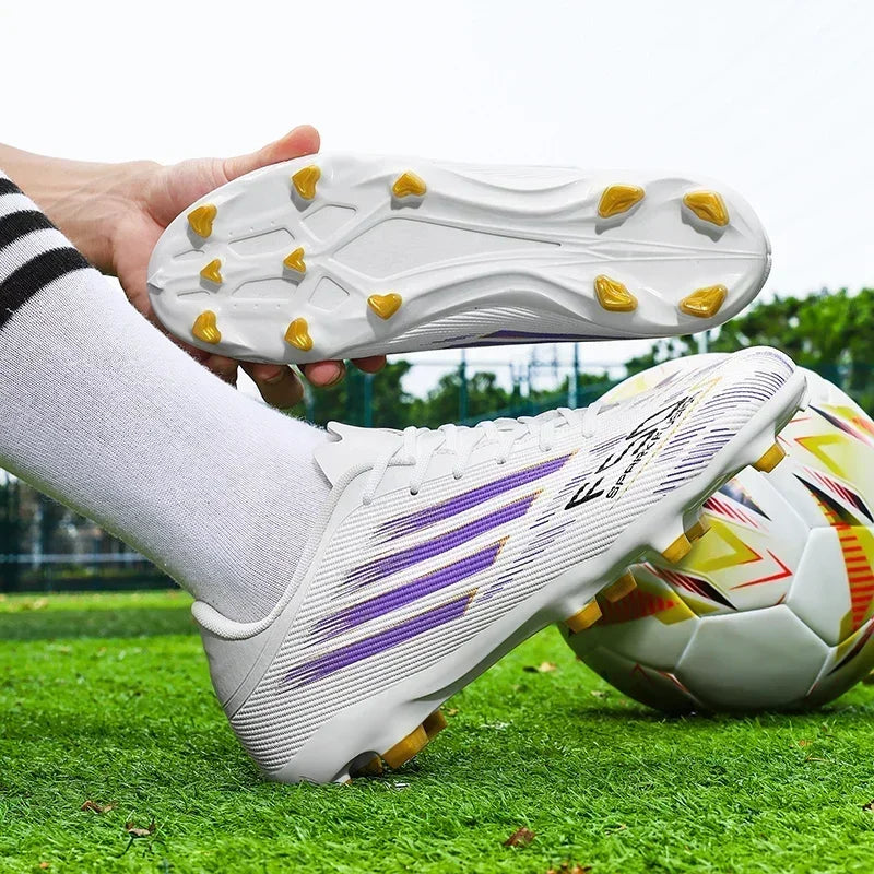 Nouvelles chaussures de football pour hommes, baskets confortables, chaussures de football professionnelles à cheville haute, chaussures de sport unisexes antidérapantes TF/FG pour garçons