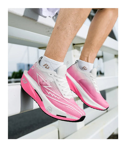 Men's Carbon Board Sneakers Anti-Slip Cushioned Comfortable Racing Training Running Shoes Mesh Tennis Shoes Casual for Women