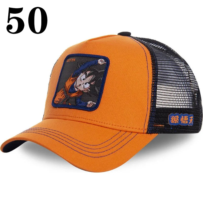 Dragon Ball DRAGONBALL síťovaná čepice, kreslená síťovaná čepice, pánská a dámská baseballová čepice, módní čepice s nášivkou, trucker čepice