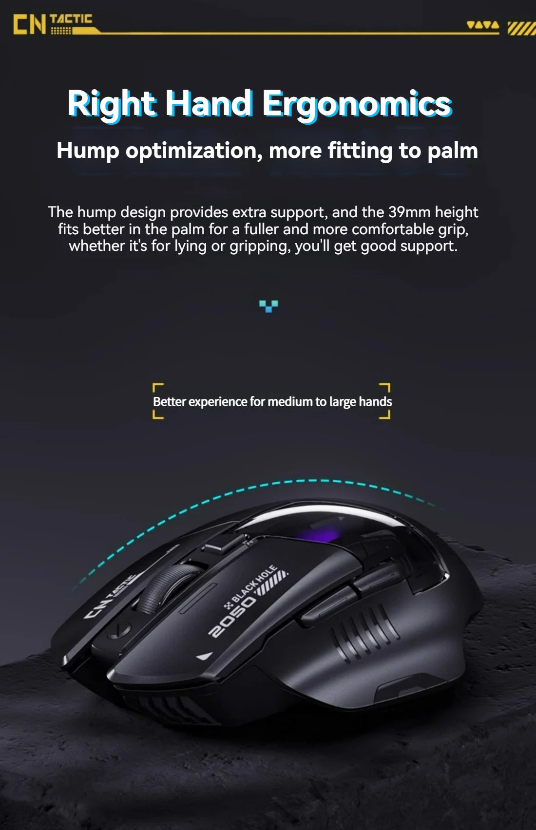 Inphic A9 Explorer V2 Three-mode Gaming Mouse Indicator DPI Adjustable Macro-driver Ergonomics 12000DPI   1000Hz rate of return